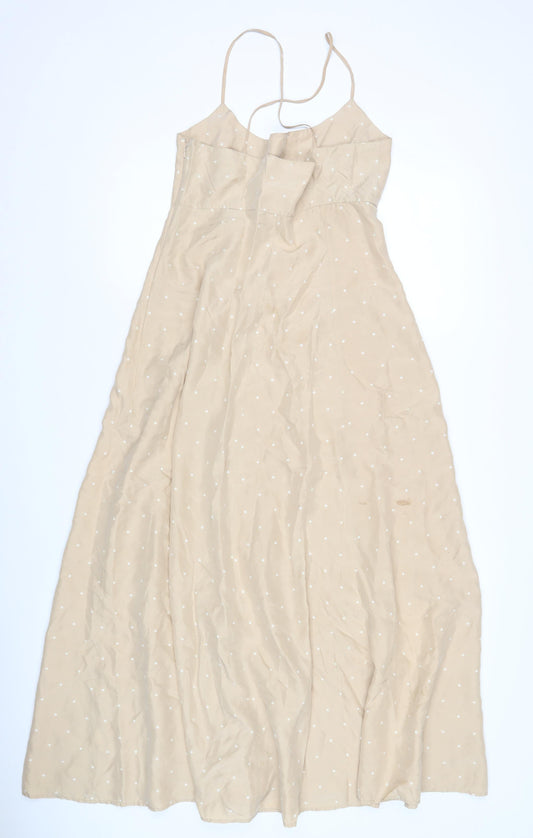 Oasis Women's Beige Polka Dot Dress, Size 10