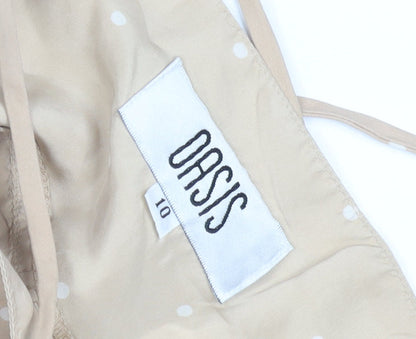 Oasis Women's Beige Polka Dot Dress, Size 10