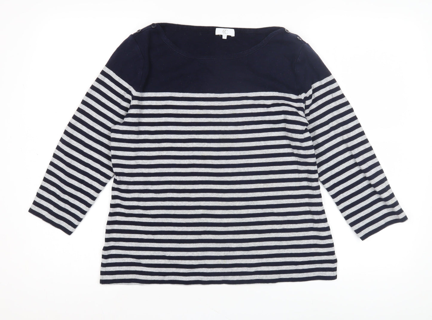 CC Women's Blue Striped Jersey Top, Size L