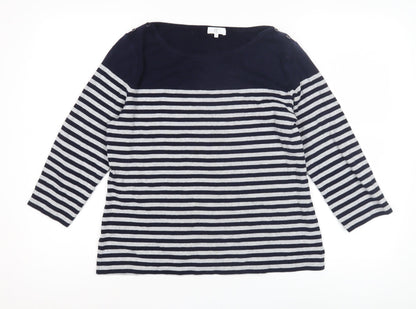 CC Women's Blue Striped Jersey Top, Size L