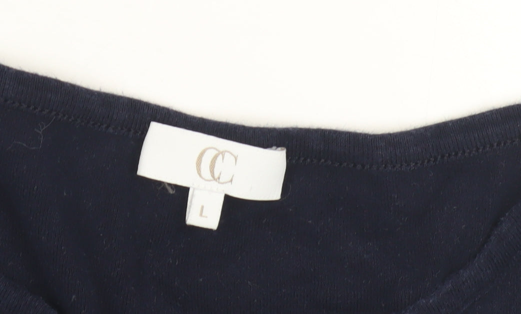 CC Women's Blue Striped Jersey Top, Size L