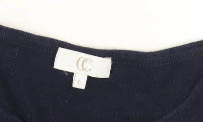 CC Women's Blue Striped Jersey Top, Size L