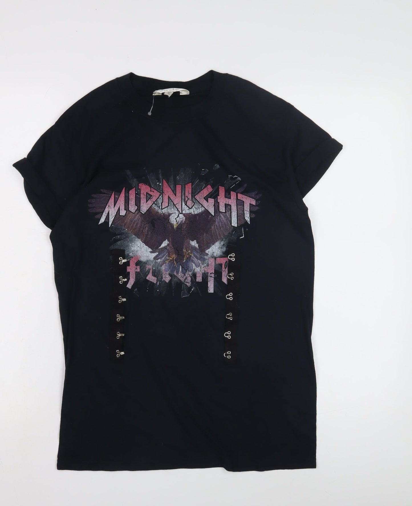 Miss Selfridge Women's Black Graphic T-Shirt, Size S