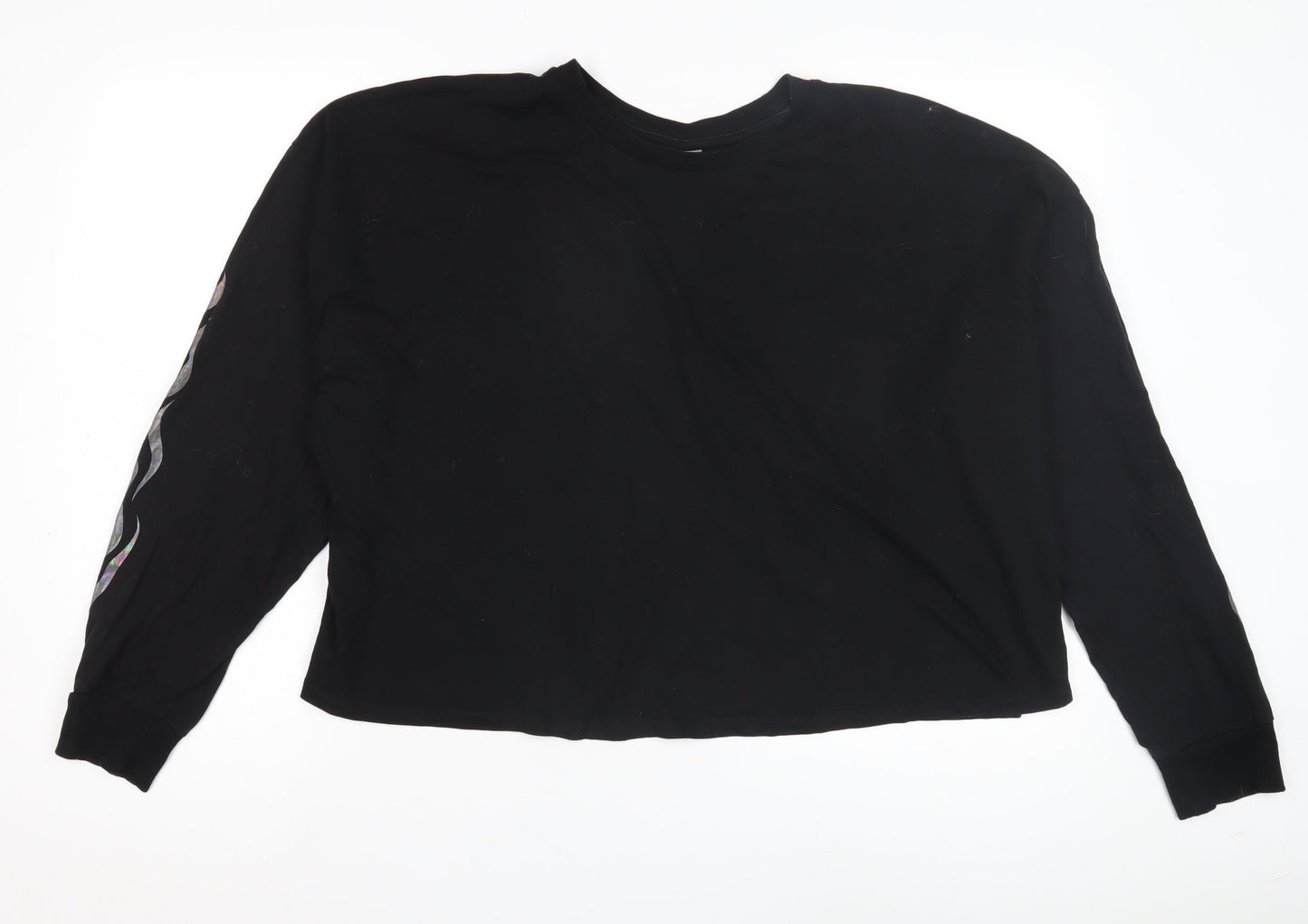 Womens UK Size M ASOS Black Cropped T-Shirt