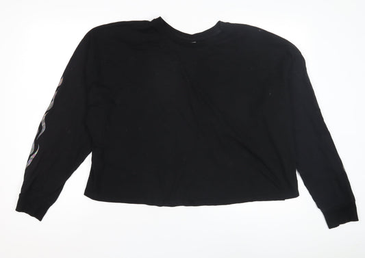Womens UK Size M ASOS Black Cropped T-Shirt