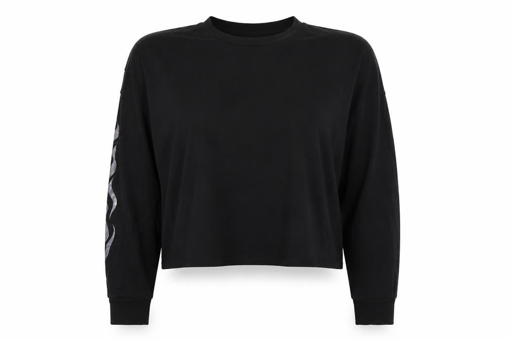 Womens UK Size M ASOS Black Cropped T-Shirt