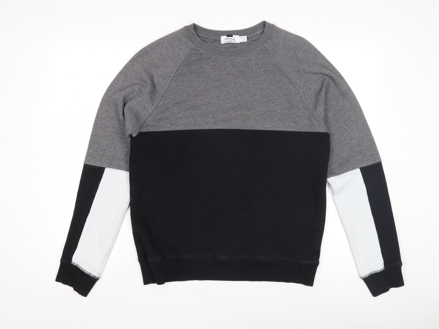 Topman Men's Grey & Black Pullover Sweatshirt - Size S