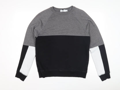 Topman Men's Grey & Black Pullover Sweatshirt - Size S