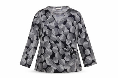 CC Women's Black XL Wrap Geometric Blouse