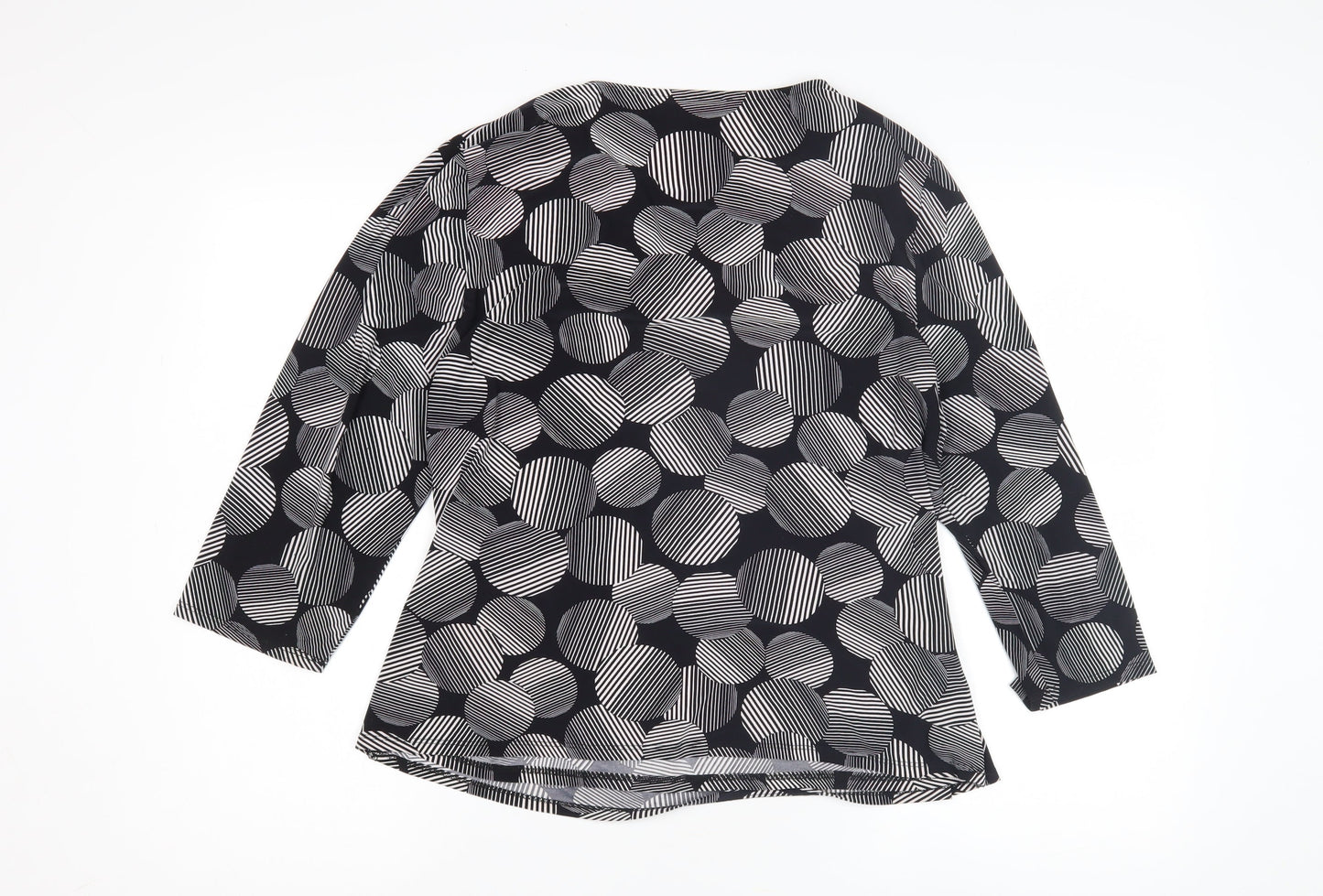 CC Women's Black XL Wrap Geometric Blouse