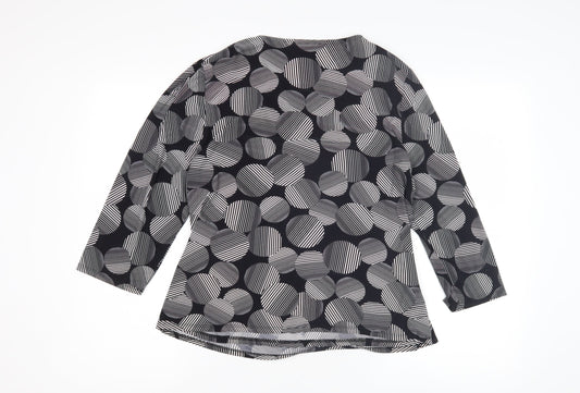 CC Women's Black XL Wrap Geometric Blouse