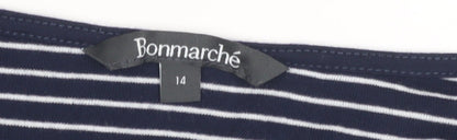 Womens UK Size 14 Bonmarché Blue Basic T-Shirt