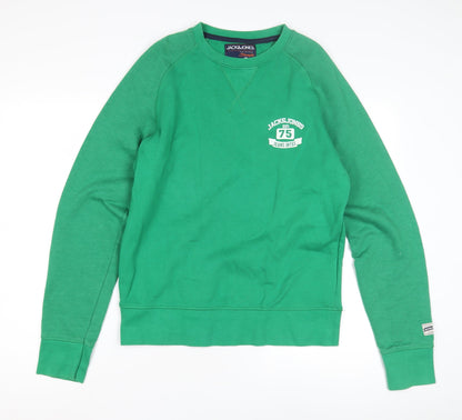 Mens UK Size M JACK & JONES Green Pullover Sweatshirt
