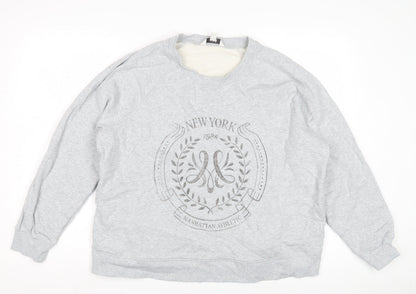 Marks and Spencer Unisex Grey Logo Sweatshirt L Pullover