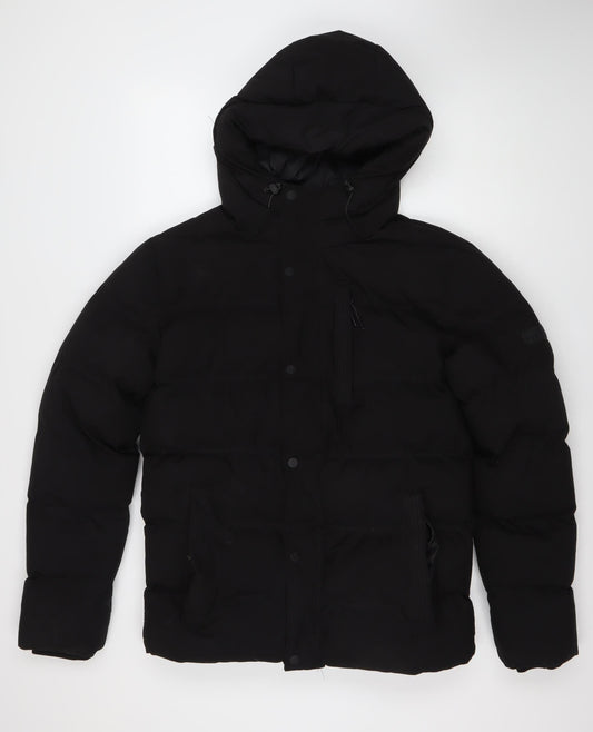 Mens UK Size S STATUS Black Puffer Jacket