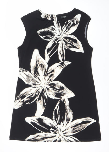 Wallis Black Floral Shift Dress, Size 10, Women's Party