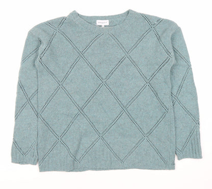Bianco Blu Blue Women's XL Argyle Knit Jumper