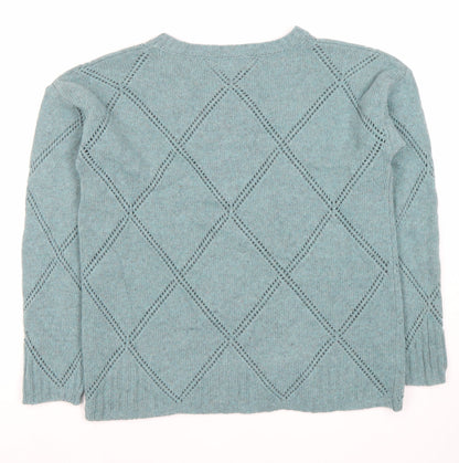 Bianco Blu Blue Women's XL Argyle Knit Jumper