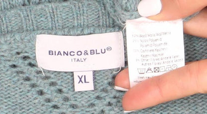 Bianco Blu Blue Women's XL Argyle Knit Jumper