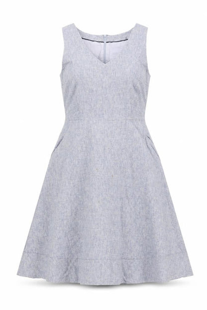 Boden Women's Grey A-Line Linen Blend Sleeveless Dress