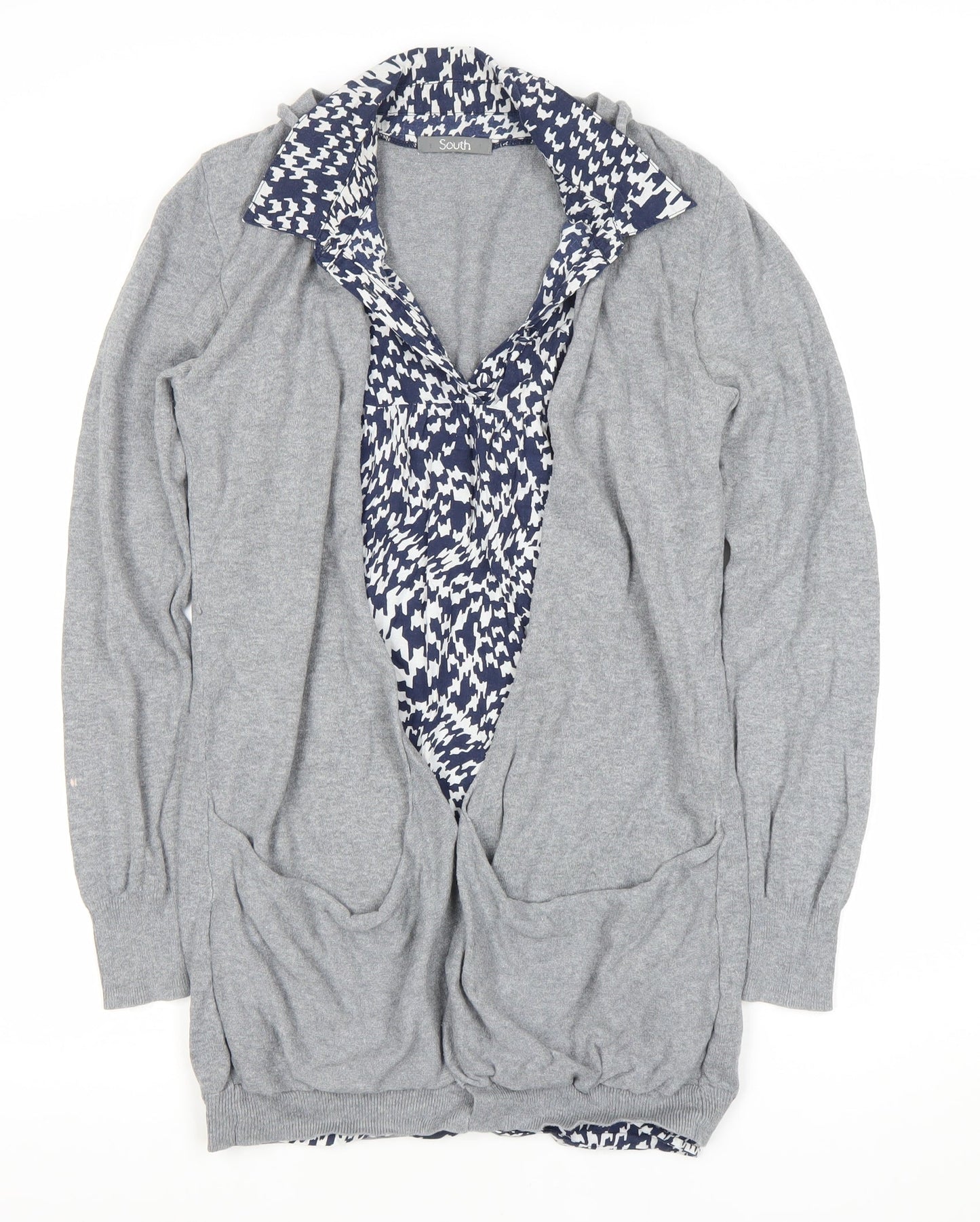Womens UK Size 12 South Grey Cardigan Jumper