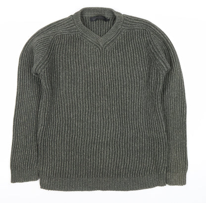 Jeff Banks Men's Green V-Neck Pullover Jumper L