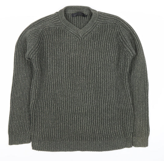 Jeff Banks Men's Green V-Neck Pullover Jumper L