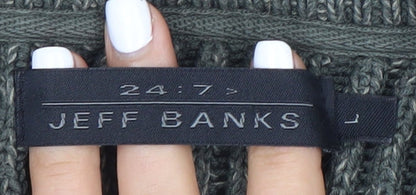 Jeff Banks Men's Green V-Neck Pullover Jumper L