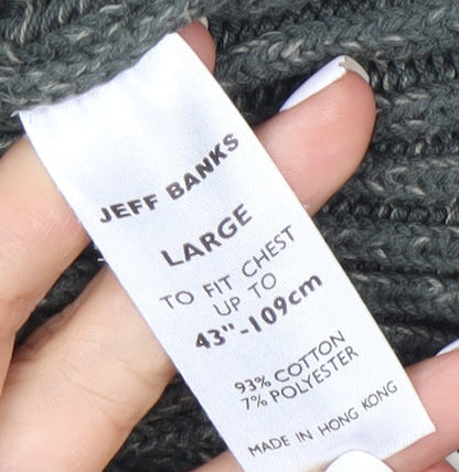 Jeff Banks Men's Green V-Neck Pullover Jumper L