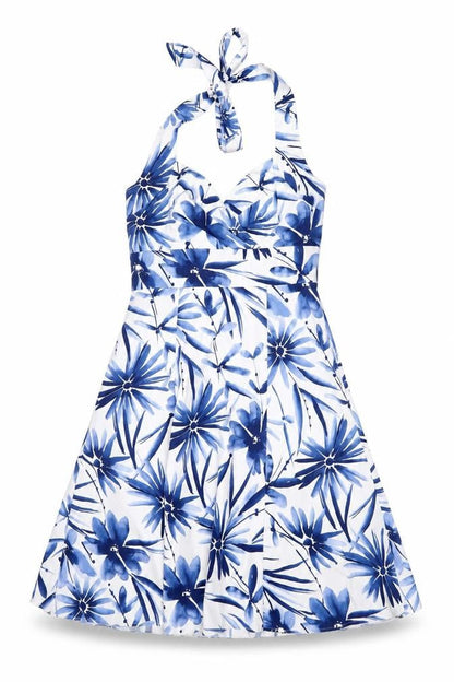 Wallis Women's Blue Floral A-Line Dress Size 10