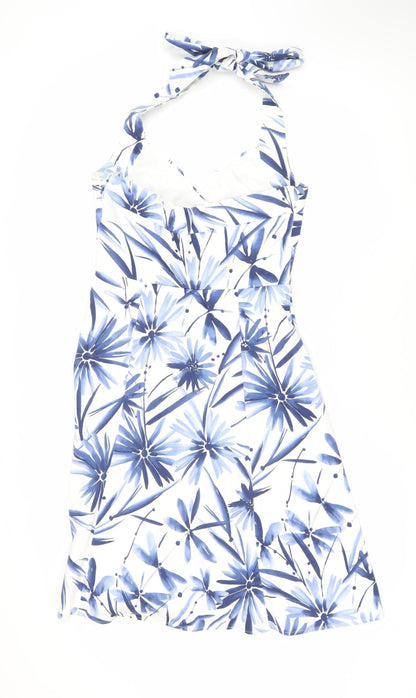 Wallis Women's Blue Floral A-Line Dress Size 10