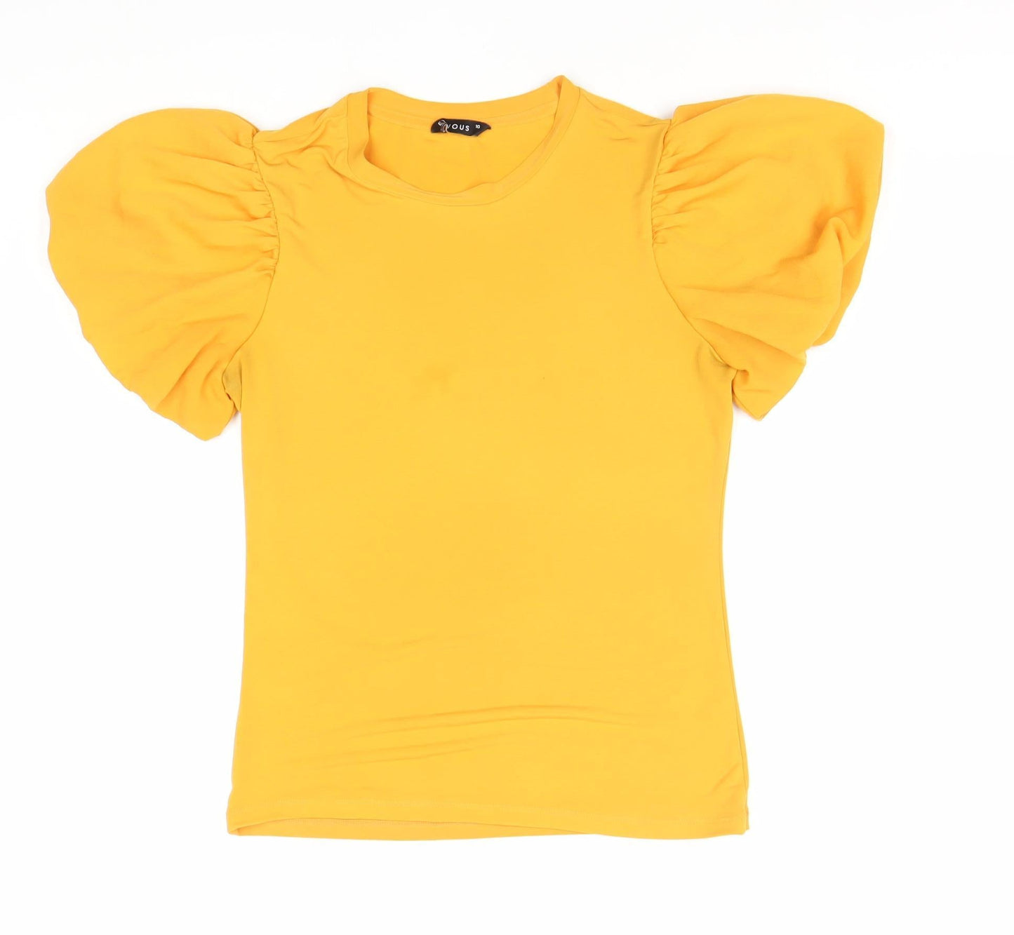 Evyous Women's Yellow Puff Sleeve T-Shirt Size 10