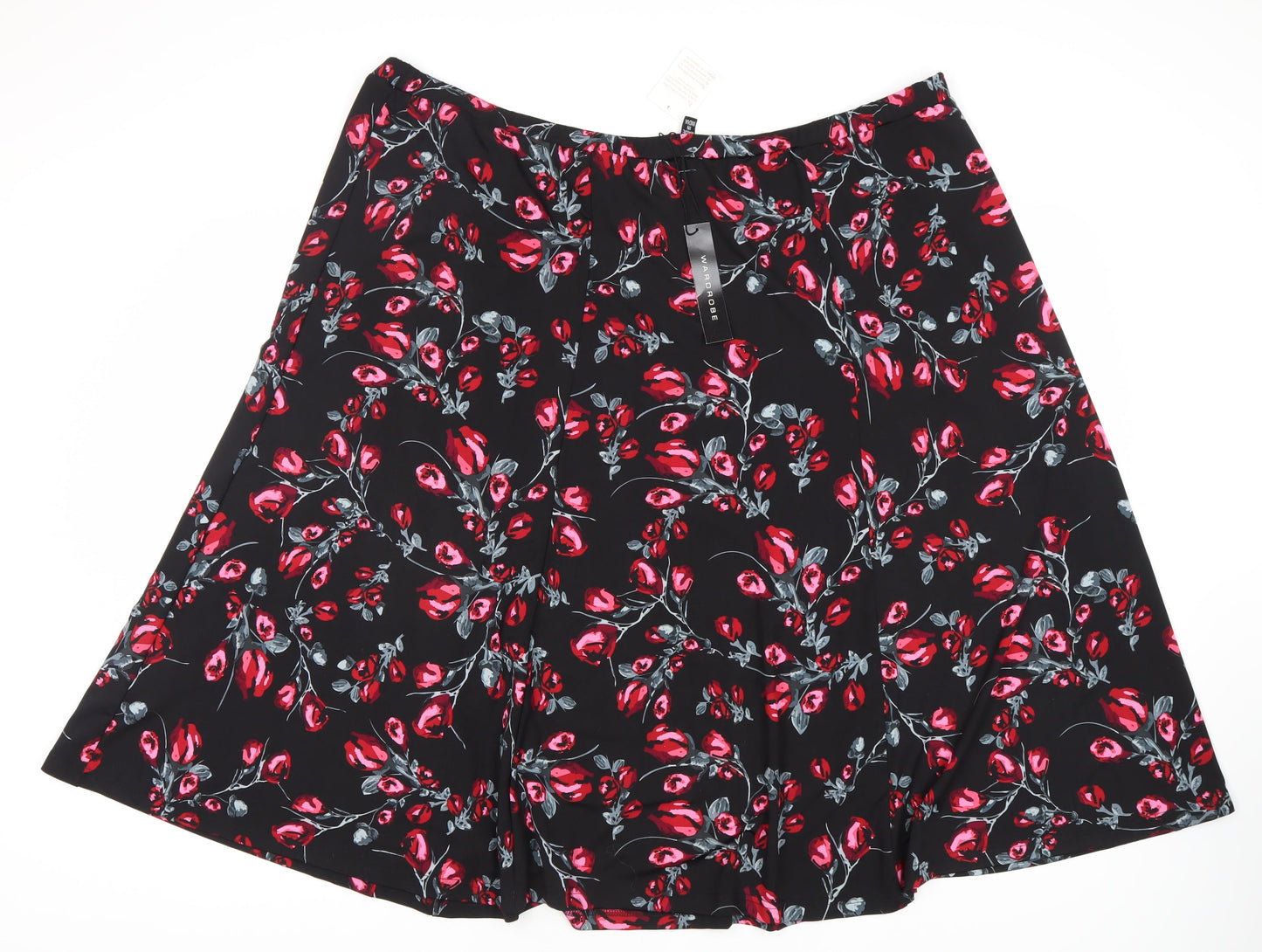 Wardrobe Essentials Unisex Black Floral A-Line Skirt - 30