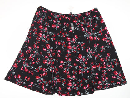 Wardrobe Essentials Unisex Black Floral A-Line Skirt - 30