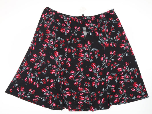 Wardrobe Essentials Unisex Black Floral A-Line Skirt - 30