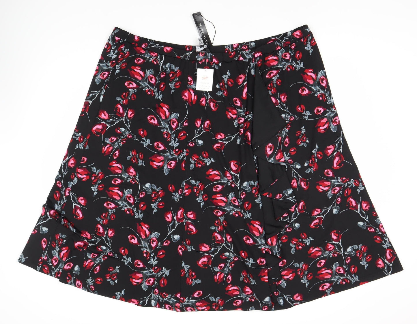 Wardrobe Essentials Unisex Black Floral A-Line Skirt - 30