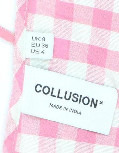 Collusion Pink Check Women's Sleeveless Summer Dress