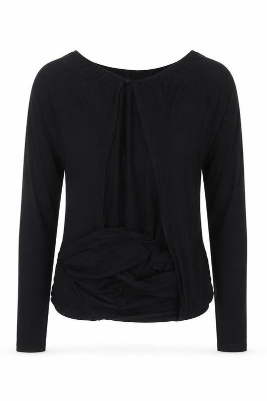 Front view of Reiss Women's Black XS Long Sleeve Top