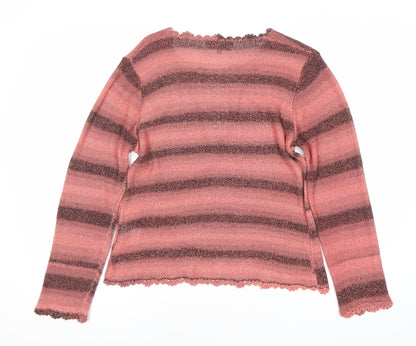 Jessica Graaf Women's Pink Striped Cardigan Medium