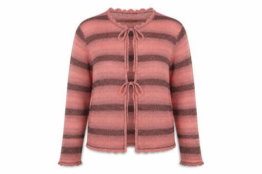 Jessica Graaf Women's Pink Striped Cardigan Medium