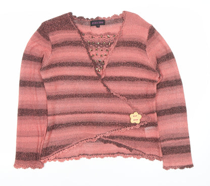 Jessica Graaf Women's Pink Striped Cardigan Medium