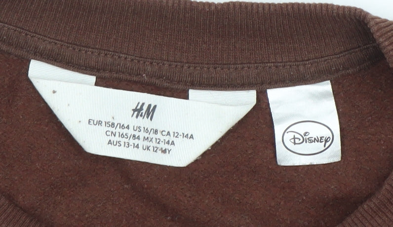 H&M Girls Mickey Brown Sweatshirt 14 Years Graphic Print