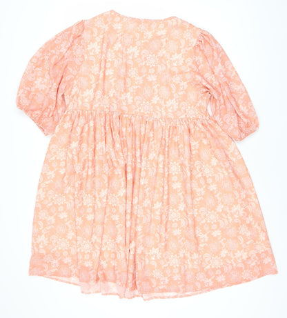 CUPSHE Orange Floral Fit & Flare Dress - M, Women's Summer Fashion