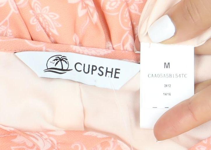 CUPSHE Orange Floral Fit & Flare Dress - M, Women's Summer Fashion