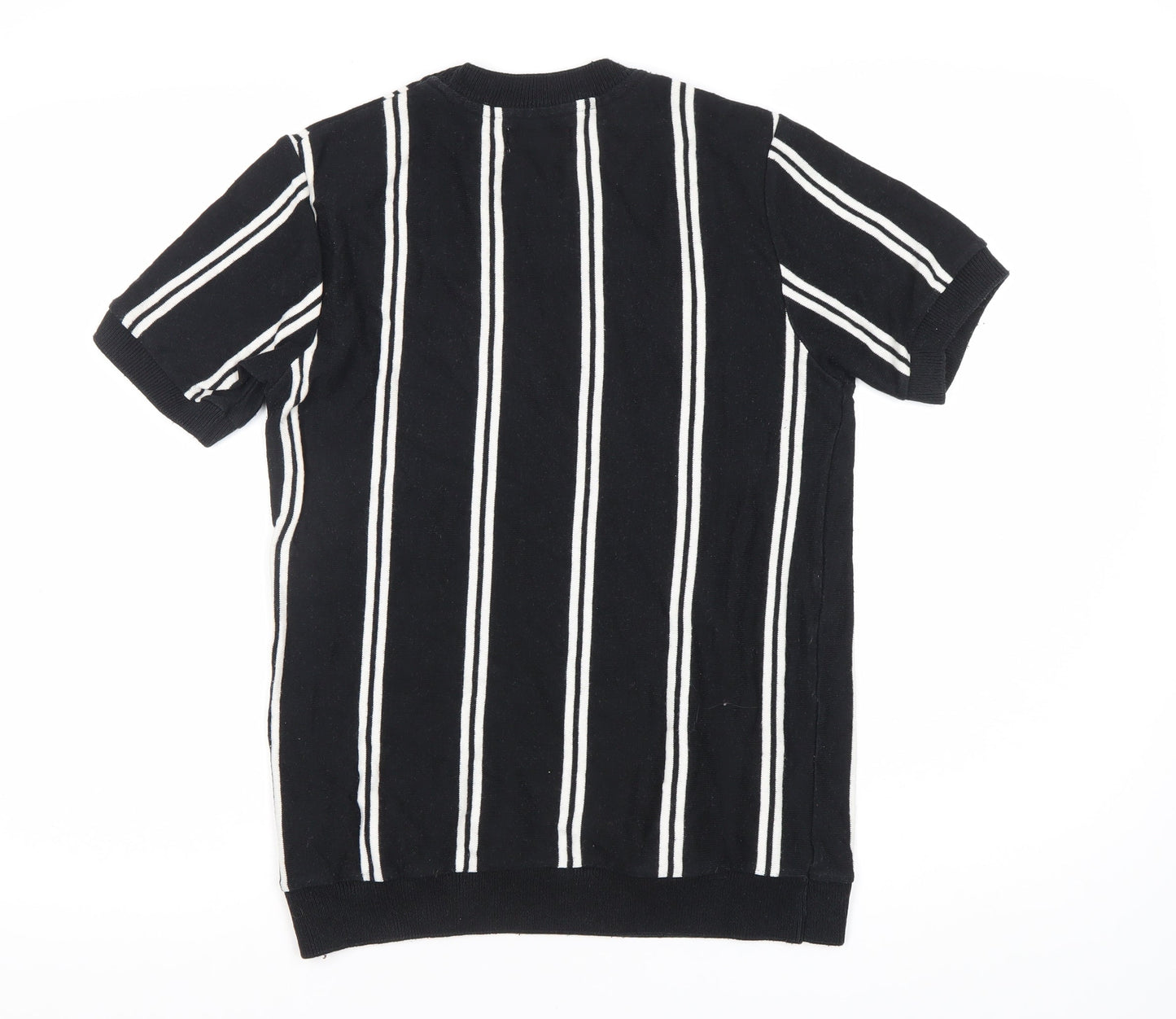 Topman Men's XS Black Striped Crew Neck T-Shirt
