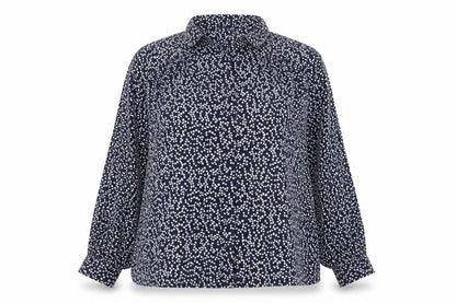 Monsoon Women's Blue Geometric Long Sleeve Blouse, Size 18