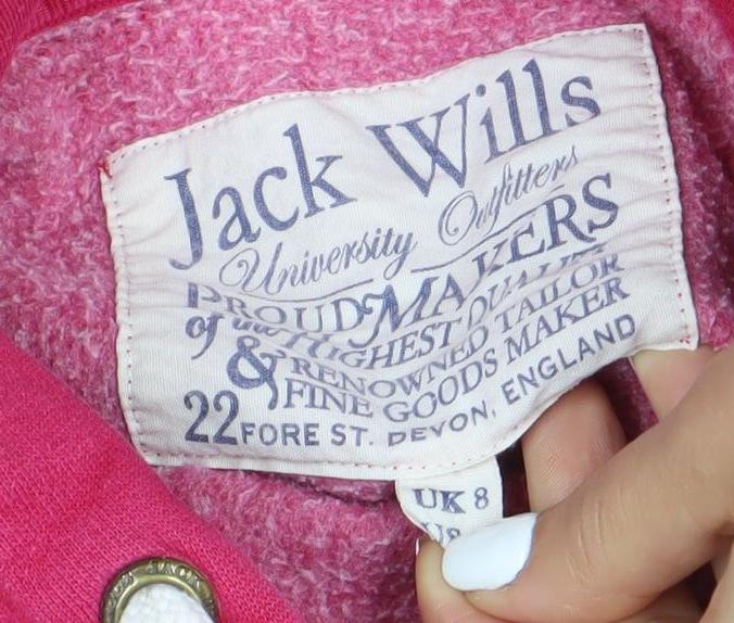 Womens UK Size 8 Jack Wills Pink Pullover Hoodie