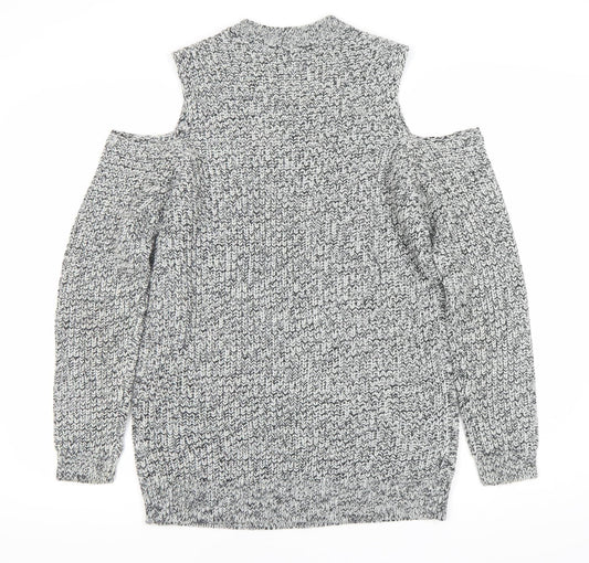 BE YOU Women's Grey Cold Shoulder Knit Jumper - Size 12