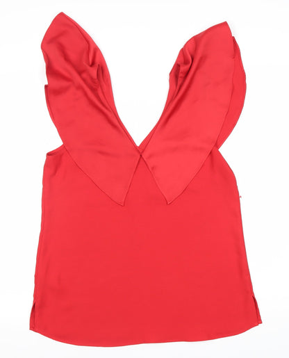 Coast Women's Red V-Neck Sleeveless Top Size 12