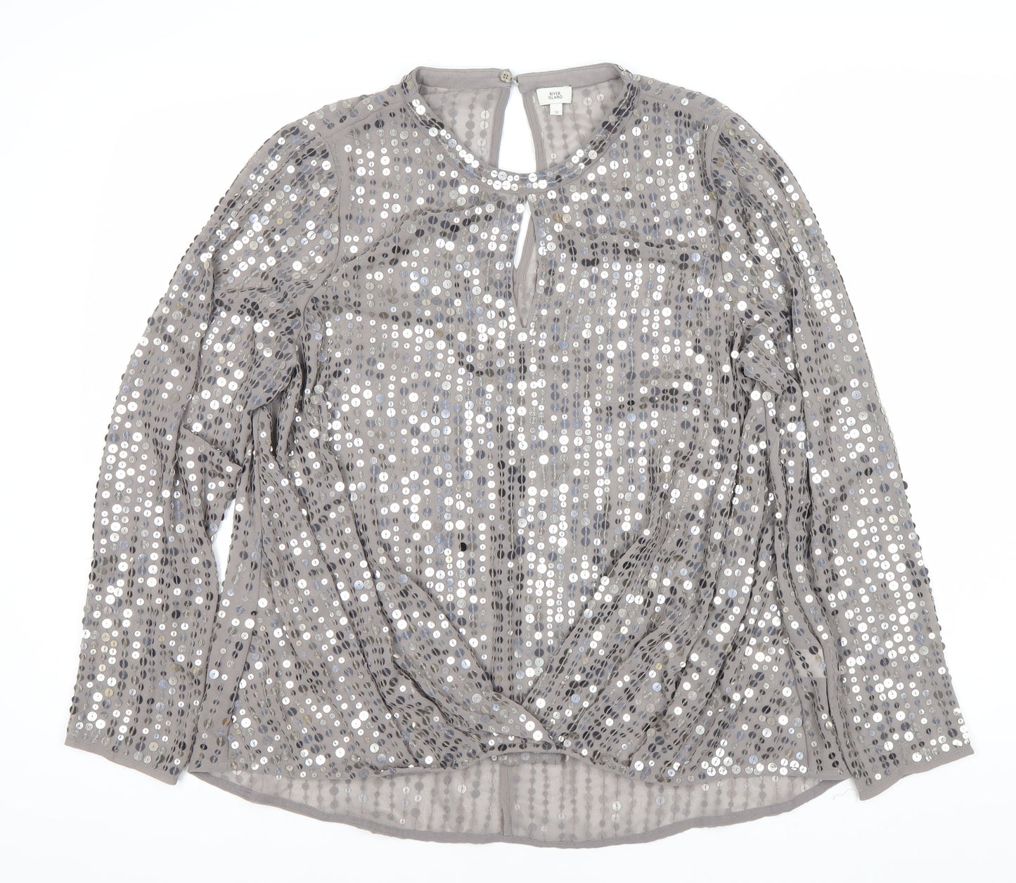 Womens UK Size 12 River Island Grey  Blouse